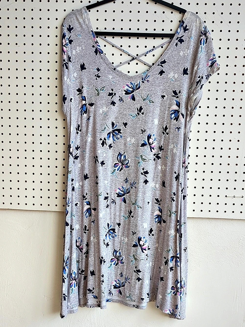 Women's Swing Dress Floral Mini Dress in Gray